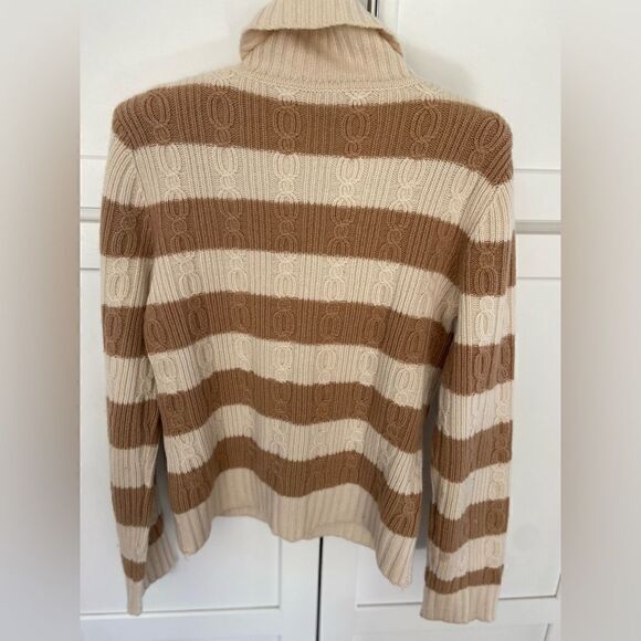 Sold sold Daniel Bishop 100% Cashmere Turtleneck Sweater Tan Ivory size - Picture 8 of 9